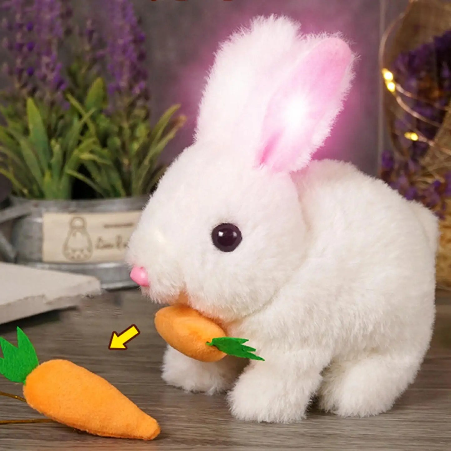 Plush Bunny Toy - Interactive Electric Feeding Carrot Doll