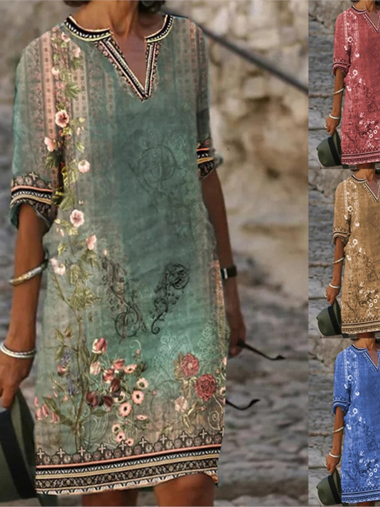 Ethnic Print V-Neck Dress - Sexy Spring Summer Style