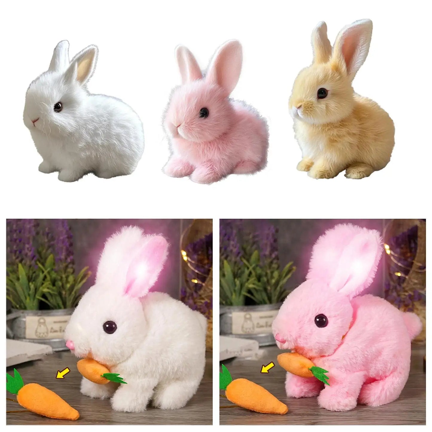 Plush Bunny Toy - Interactive Electric Feeding Carrot Doll