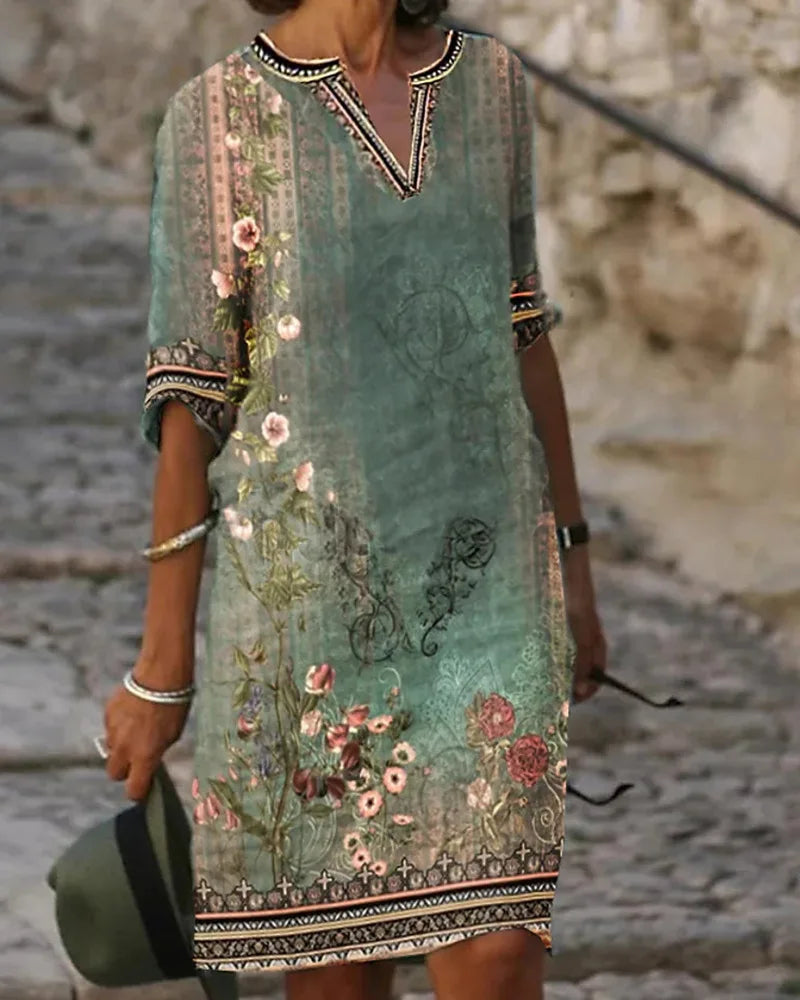 Ethnic Print V-Neck Dress - Sexy Spring Summer Style