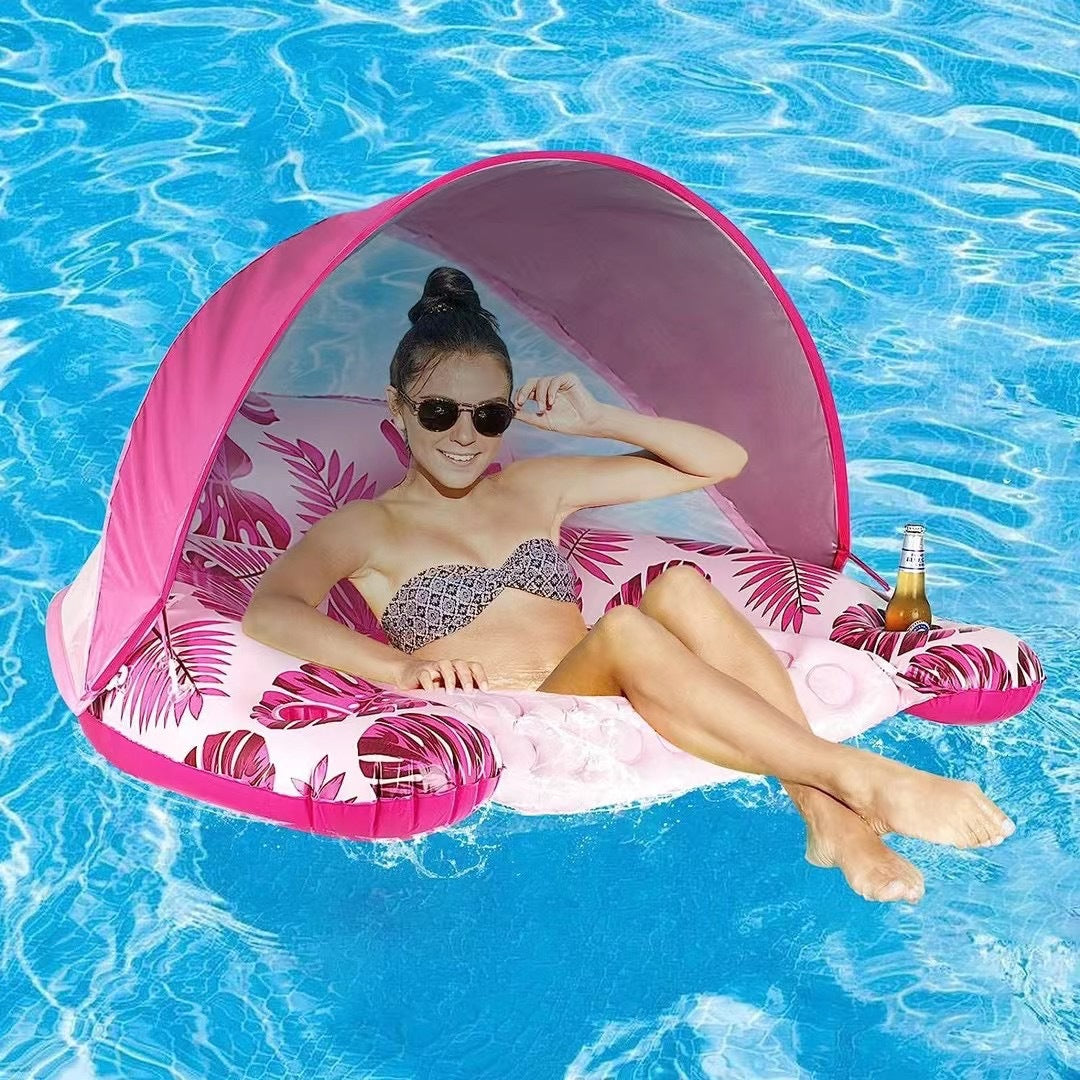 Water Hammock Sunshade Inflatable Lounge Chair for Adults