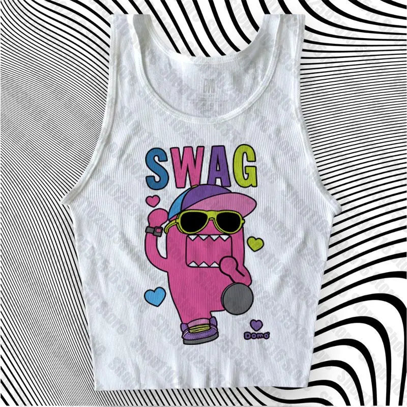 Goth Y2K Crop Tops: Punk Anime Print Grunge T-Shirts