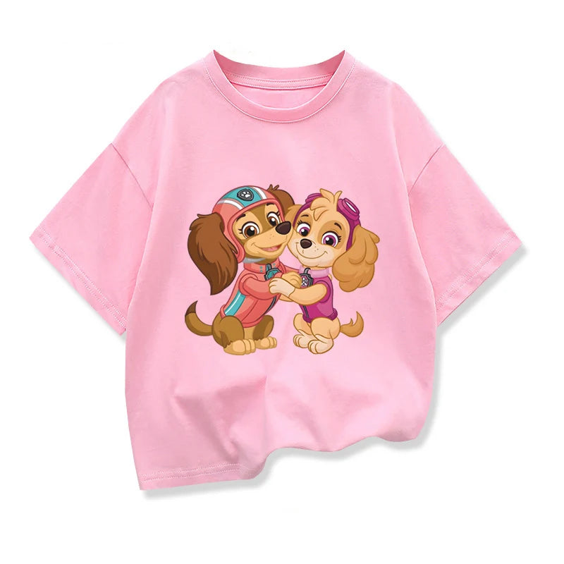 Paw Patrol Girls' Summer Cotton Tees - Fun Cartoon T-Shirts