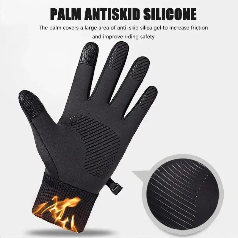 Black Waterproof Winter Cycling Touchscreen Gloves