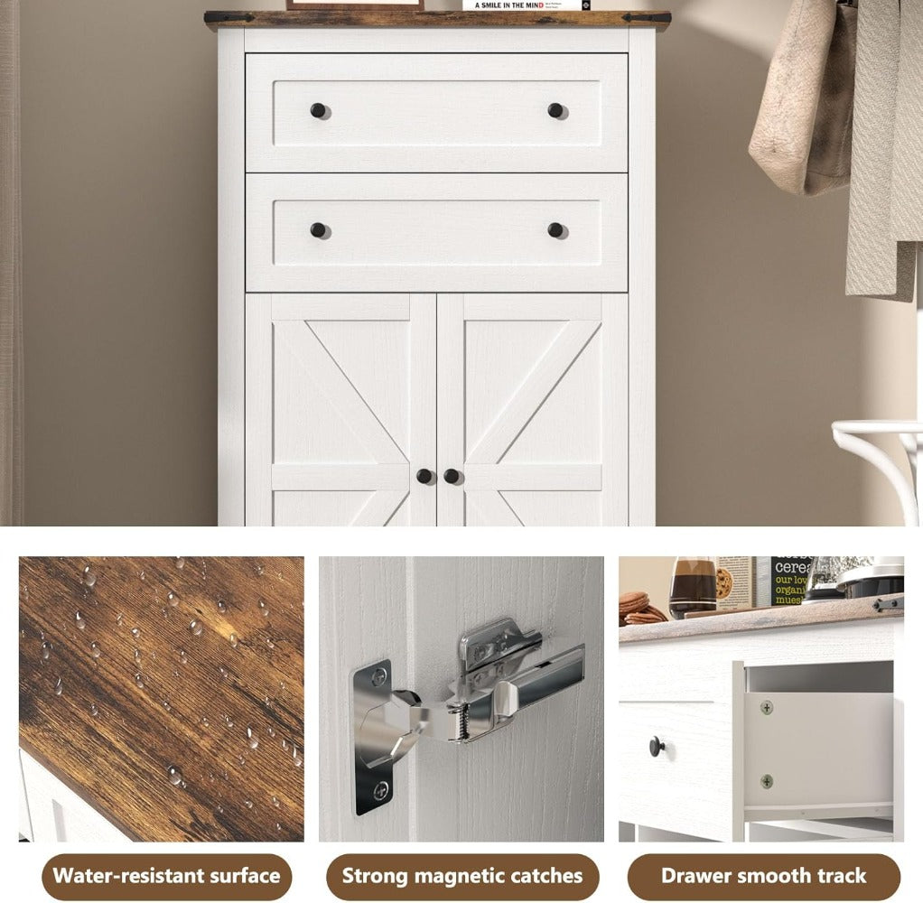 Farmhouse Dresser: Rustic Tall Chest with 2 Drawers