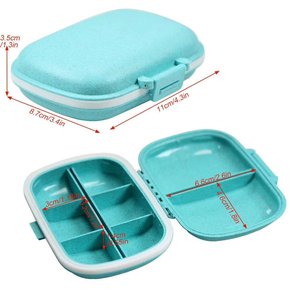 Travel Pill Organizer, 8 Compartments, Moisture-Proof Case