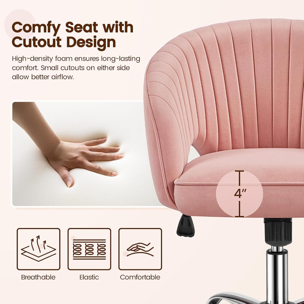 Pink Desk Chair - Cute Swivel Vanity Chair for Home Office