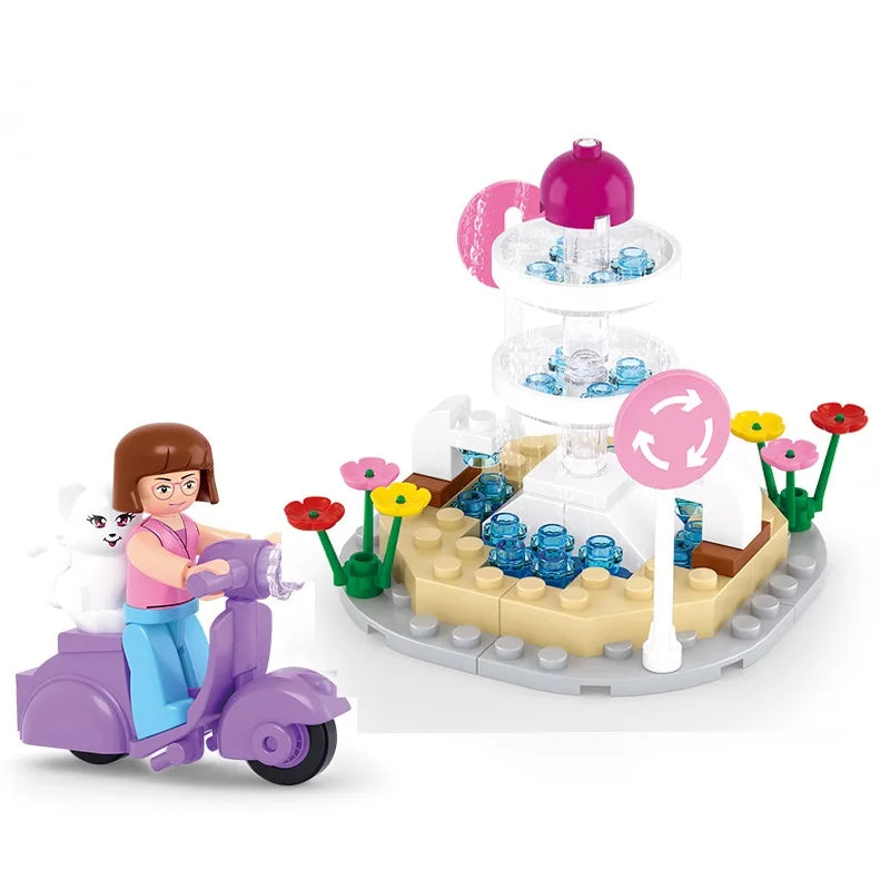SLUBAN Girl Food Truck Building Blocks Toy Set