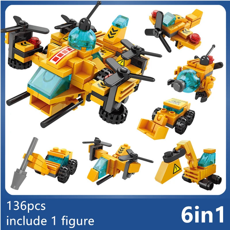 Engineering Cement Mixer & Loader Blocks Set - Police Edition