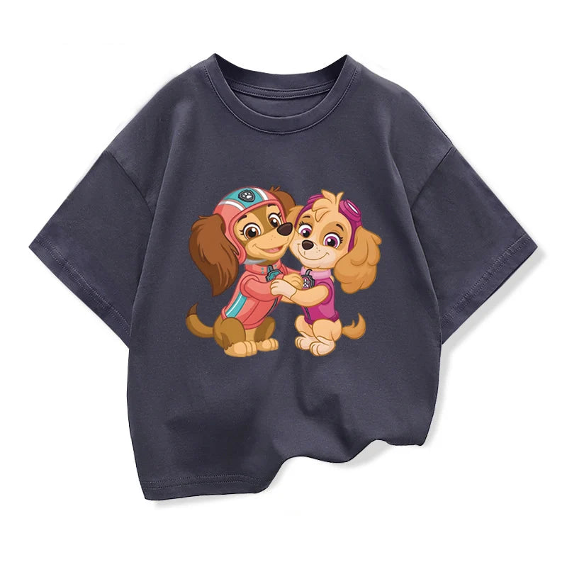 Paw Patrol Girls' Summer Cotton Tees - Fun Cartoon T-Shirts