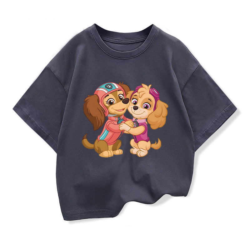 Paw Patrol Girls' Summer Cotton Tees - Fun Cartoon T-Shirts