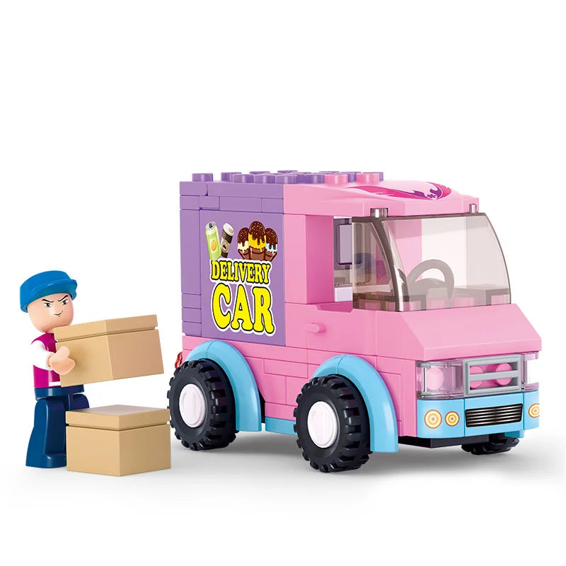 SLUBAN Girl Food Truck Building Blocks Toy Set