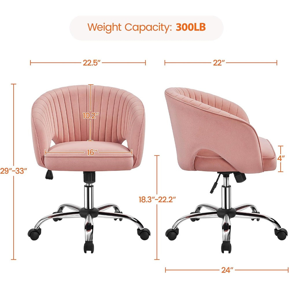 Pink Desk Chair - Cute Swivel Vanity Chair for Home Office