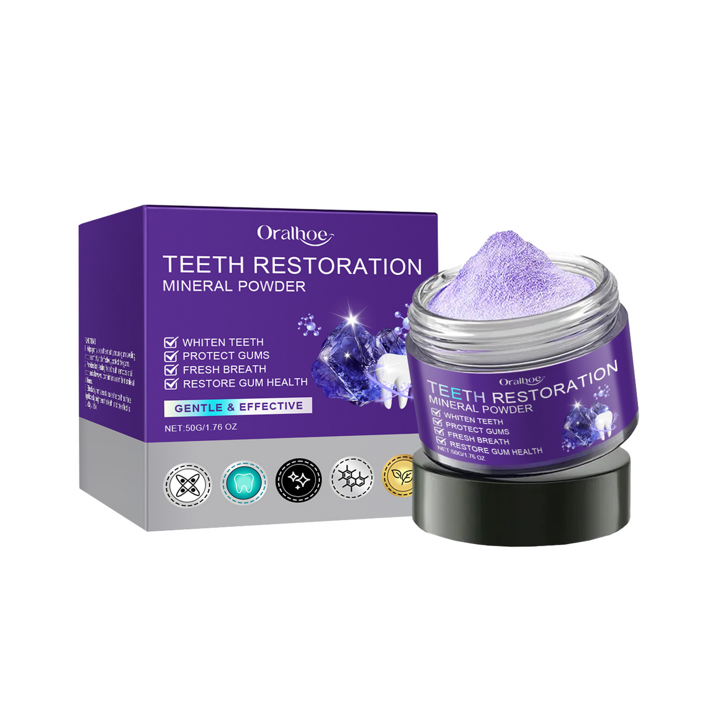 Teeth Whitening Mineral Powder - Stain Remover & Fresh Breath