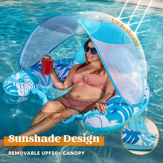 Water Hammock Sunshade Inflatable Lounge Chair for Adults
