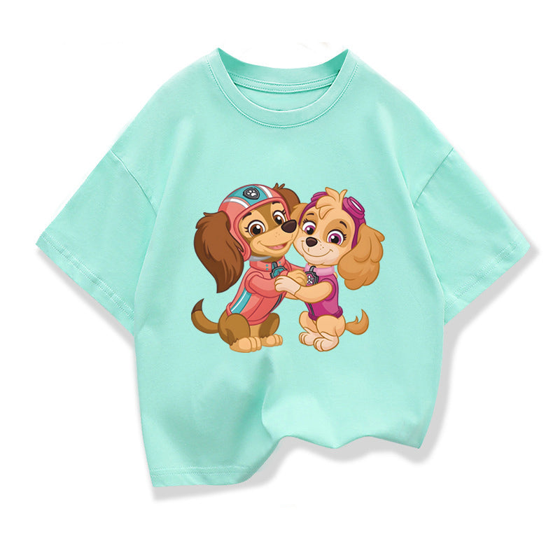Paw Patrol Girls' Summer Cotton Tees - Fun Cartoon T-Shirts